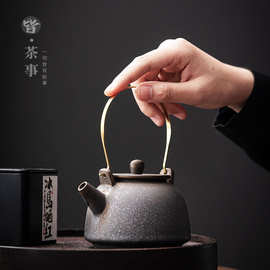 复古陶瓷泡茶壶中式家用功夫茶具客厅单壶泡茶器提梁壶带过滤茶壶