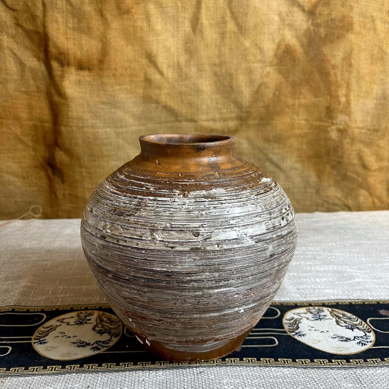 陶手工陶罐复古陶瓷花瓶中式干花插花装饰品多肉大花盆客厅摆件|undefined