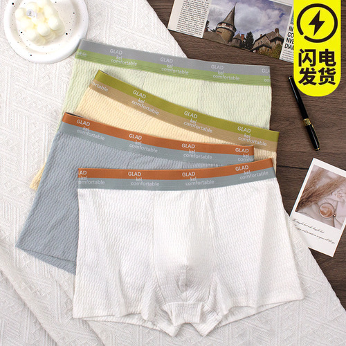 Men's underwear baby cotton comfortable and soft winter mid-waist young boys bubble cotton pure cotton boxer shorts shorts