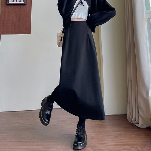 Fur skirt for women in autumn and winter new style split mid-length skirt, high waist, slimming and large size fashionable all-matching hip skirt