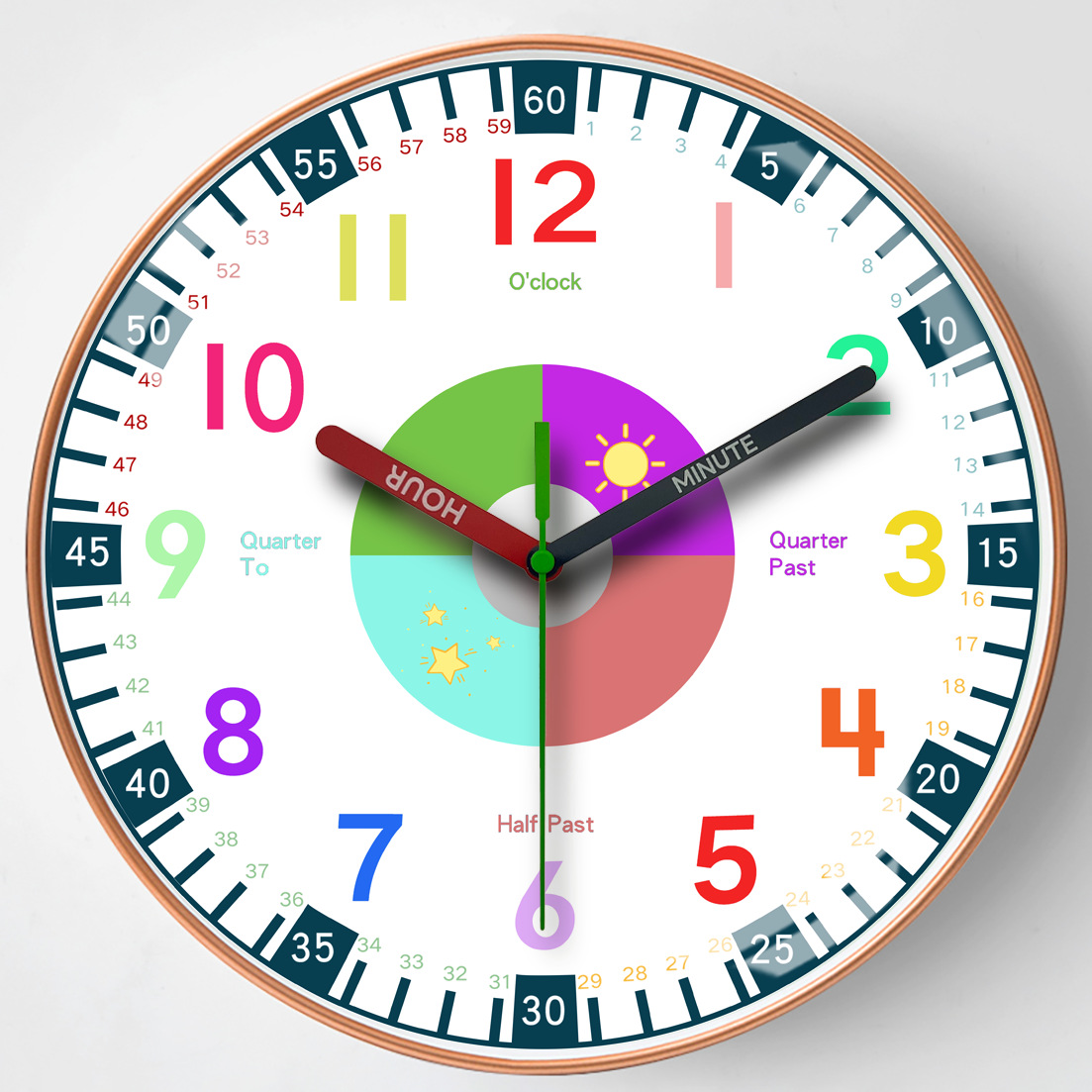 WTCA013_학습시계 실크스크린 바늘 B형 골드프레임