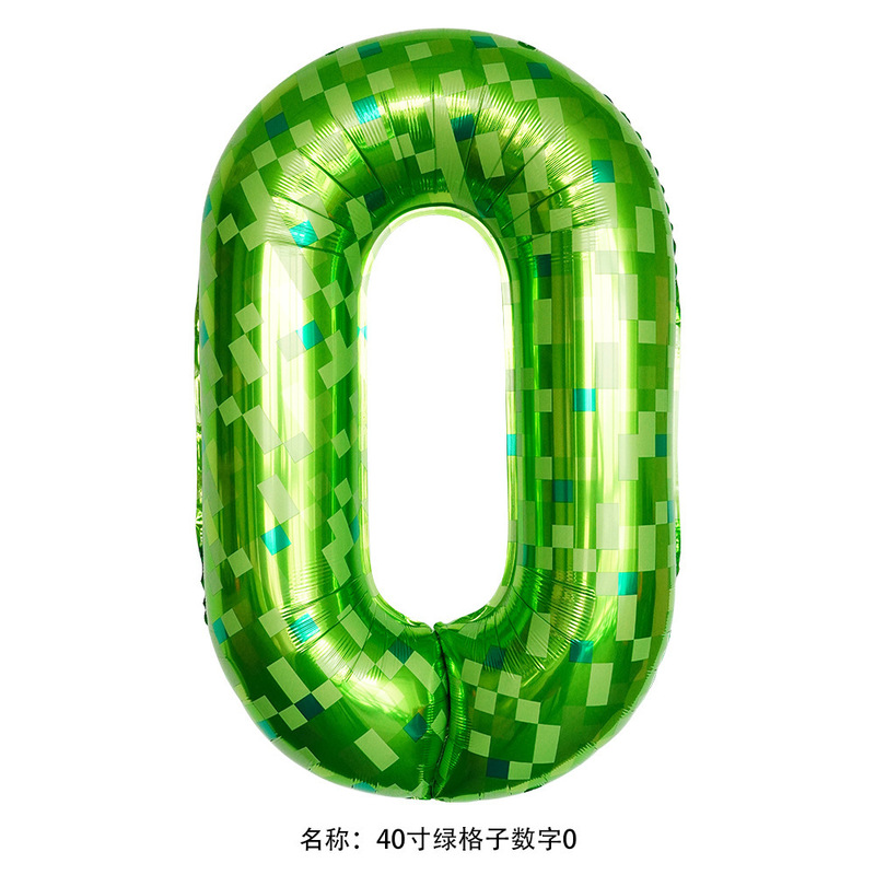 新しいクロスボーダー漫画スタイルのマインクラフトバルーンピクセルデジタル4Dブロック誕生日バナーレターバルーン|undefined