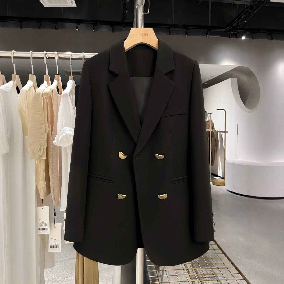 In Stock 0801 Plus Size Women's Clothing Autumn New Fashion Small Suit Jacket Loose Women's Coat for Chubby Girls Mid-Length