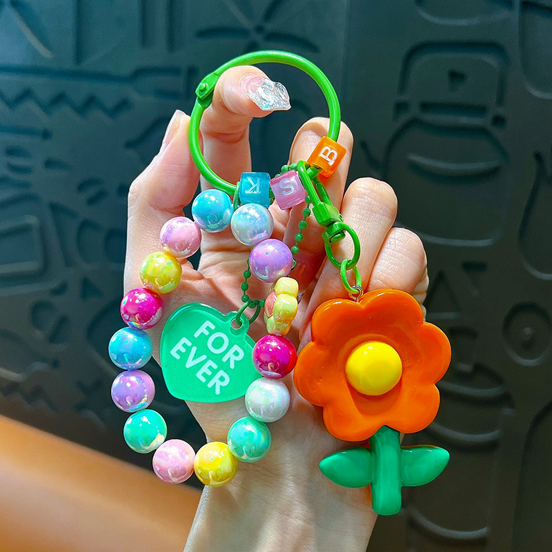 Flor de resina creativa colgante de llavero colgante colorido beaded pulsera mochila colgante decoración regalos pequeños regalos al por mayor
