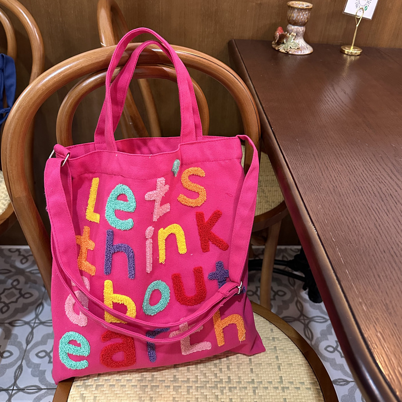 장미 핑크 편지 자수 크로스 바디