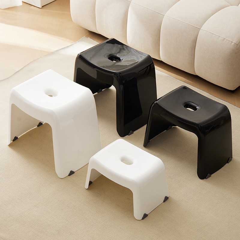 Small Low Stool for Home Use, Thickened Plastic, Suitable for Living Room Coffee Table, Children's Bathroom, Bathing Stool, and Bathroom Shoe-Changing Chair