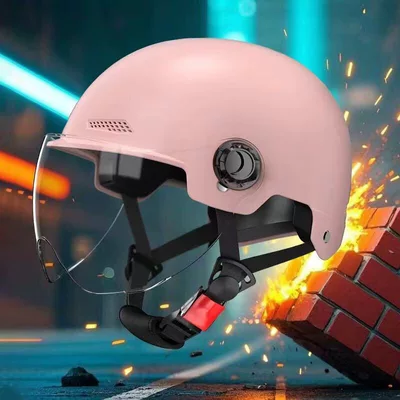 standard certified safety helmet for electric: Motosiklet kaskı (dəbilqə) - pure-pink-3c-certification-adjustable-head-circumference-for-both-men-and-women-53-62cm
