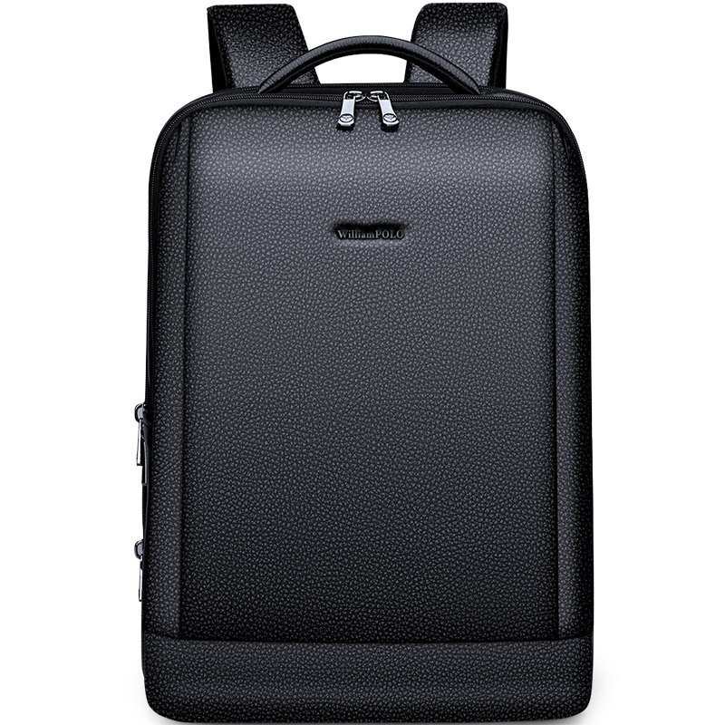 Ba lô da bò Emperor Paul dành cho nam, chứa laptop 15.6 inch, phong cách công sở thường ngày — Màu đen