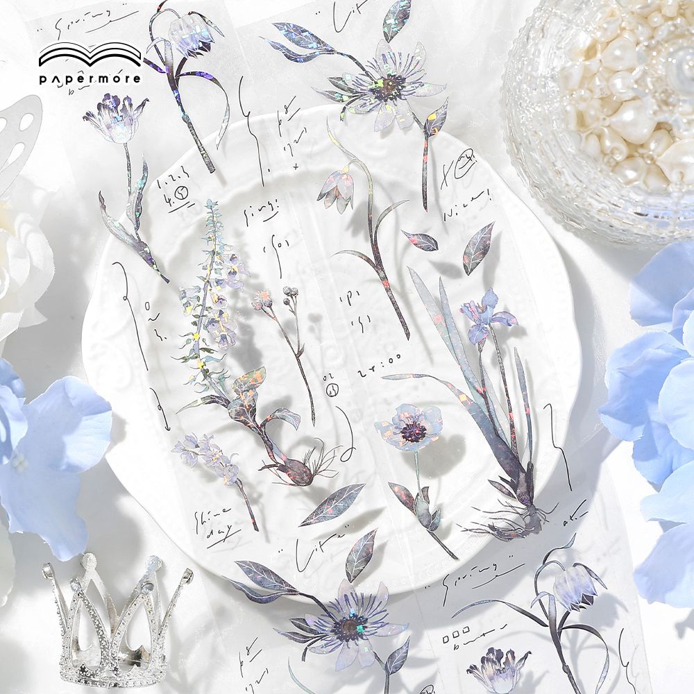 PaperMorePET Shell Light Cinta flor secuencia ins viento pequeña flor fresca bricolaje collage cinta de cuenta
