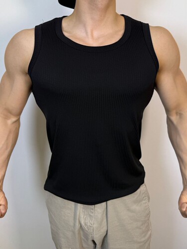 Fine combed texture, tall high elastic backless top for men, summer sports casual fitness training jacket, sleeveless quick-drying T-shirt