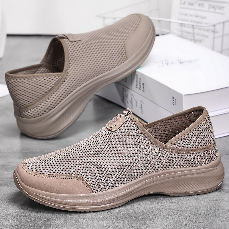 Zapatos de hombre, zapatos repelentes de mosquitos de verano, nuevas parejas bajas, zapatos casuales del mismo estilo, zapatos de papá de boca baja, zapatos de malla cómodos y transpirables
