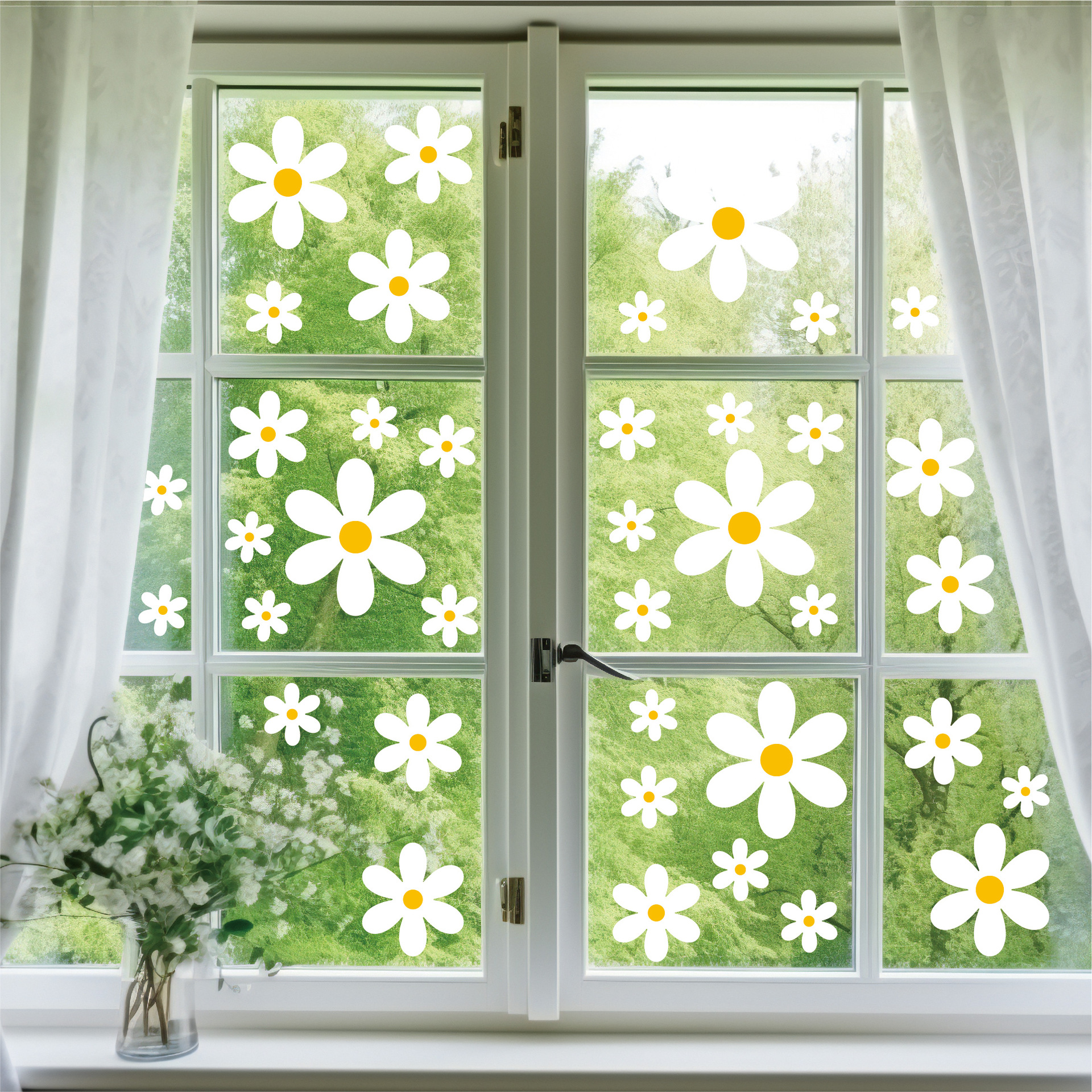 white glass window stickers