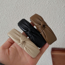 韩国新款皮质打结立体海绵发夹高级感法式复古气质刘海夹碎发边夹