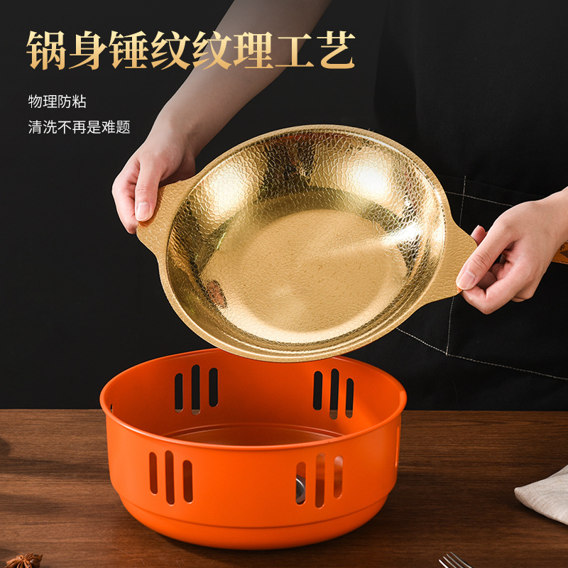 不锈钢锤纹酒精炉套装干锅固体酒精连体盘商用海鲜小龙虾锅仔炉|undefined