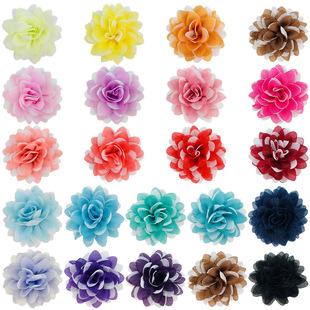 New AliExpress children's headdress two-color chiffon silver flowers girls DIY hair accessories 22 color spot