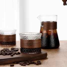 玻璃咖啡杯创意小咖啡杯高颜值咖啡套具下午茶杯防烫木圈日式杯子