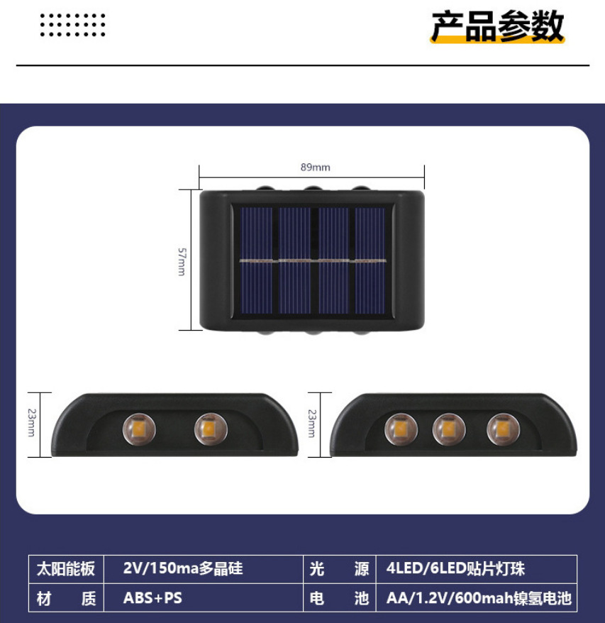 太阳能户外照明草坪方格台阶楼梯栏杆装饰步道灯壁灯洗墙灯庭院灯