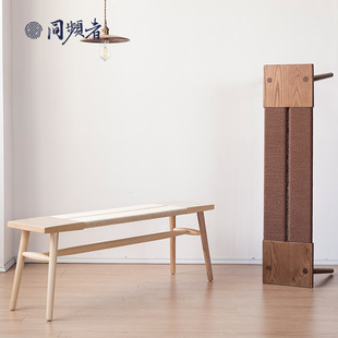Nordic solid wood rope woven shoe changing stool modern minimalist bed stool dining table bench combination hallway stool