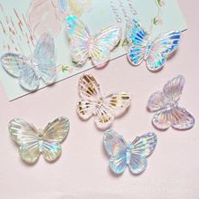 仿真镭射电镀蝴蝶配件DIY手机壳贴片发夹儿童头饰配件鞋扣帽包贴
