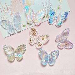 擬似レーザーメッキ蝶部品DIY携帯ケースパッチヘアクリップ子供の頭飾り部品靴ボタン帽子のシール