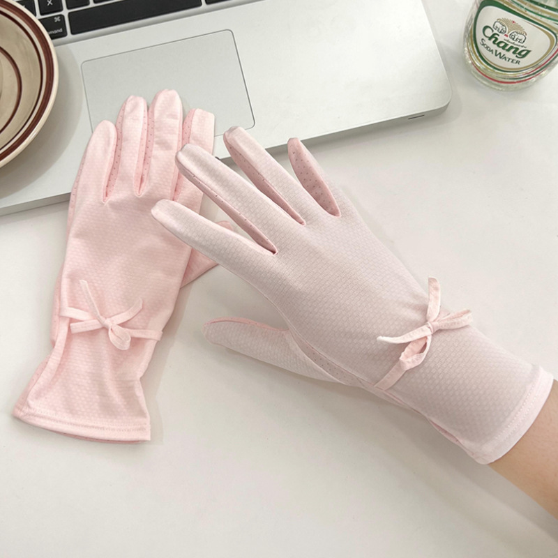 Pantalla táctil guantes de protección solar verano nuevo guantes de hielo anti-UV de cinco dedos para mujeres coreanas comercio exterior japonés al por mayor