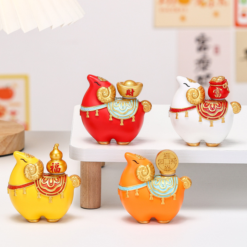 Auspicious Sheep Ornament: The Sheep Bringing Fortune, Zodiac Sheep Craft, Office Desktop Decoration, Opening Ceremony Gift