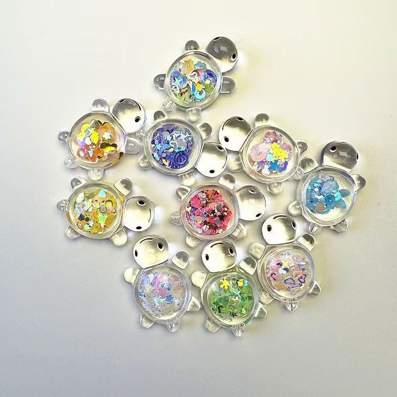 New Luminous Transparent Sequin Turtle Cute DIY Cream Glue Accessories Desktop Ornaments Trendy Luminous Little Turtle