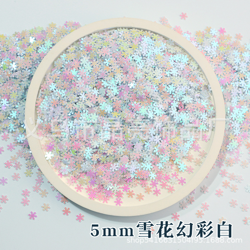 3mmの小さい雪の切れの5mmの雪のスパンコールのクリスマスの装飾の材料の白い雪の流砂の服の包みの補助材料|undefined