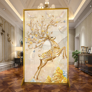 # Nordic Style Screen Partition Living Room Light Luxury Aluminum Alloy American Style Entrance Entrance Metal Mobile Screen Elk Seat
