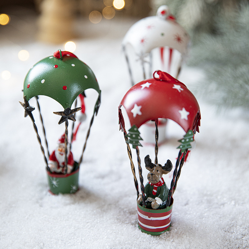 Nordic hierro Navidad globo de aire caliente paracaídas colgante creativo Navidad decoraciones árbol de Navidad colgando adornos