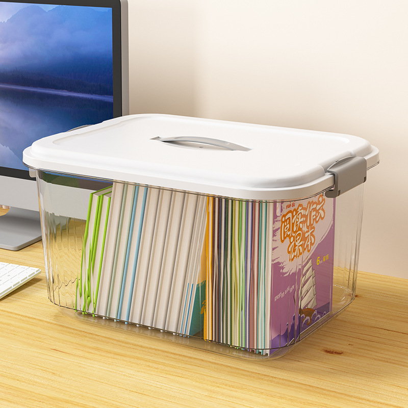 Nueva caja de almacenamiento acrílica transparente con cubierta caja de almacenamiento de ropa doméstica edredón canasta de acabado al por mayor