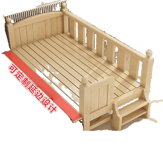 Solid Wood Baby Splicing Bed with Wide Guardrails for Boys and Girls Single Bedside Bed Children's Splicing Large Bed Available for Trade