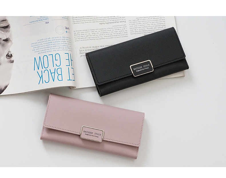 Women's Solid Color Pu Leather Lock Clasp Wallets display picture 3