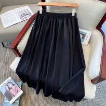 300斤大码秋冬季A字中长款半身裙高腰显瘦显瘦遮肚大摆伞裙200斤