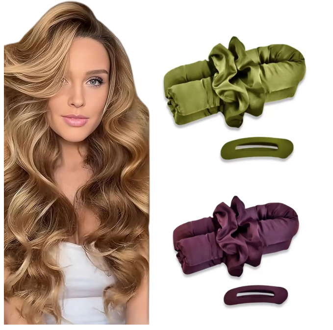 Cross-Border New Style Faux Silk Hairband Set, Lazy Curling Tool, Large Wave Sleep Hair Styling Device, Hair Accessory, Hair Tie