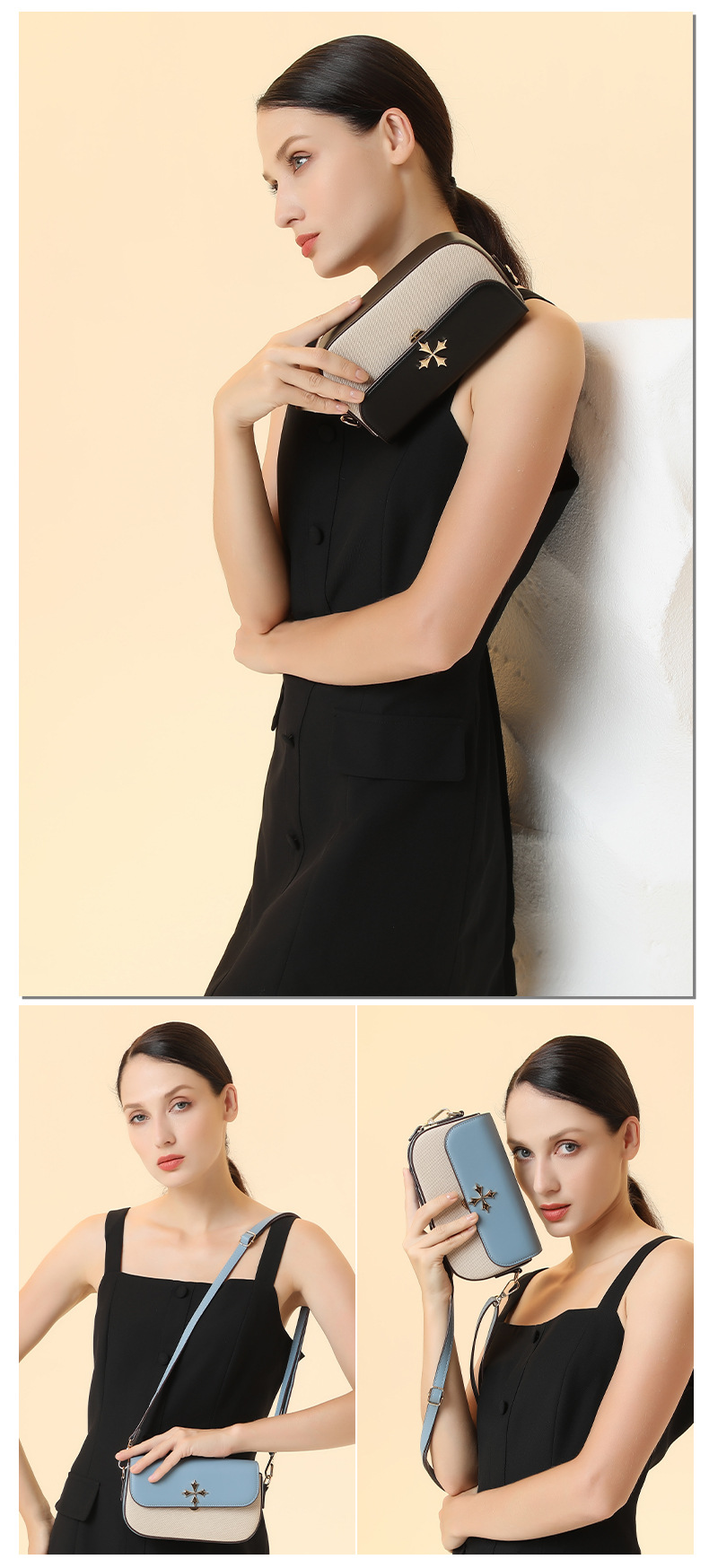 New Women's Mobile Phone Bag With Contrasting Colors Plain Weave Single Shoulder Crossbody Bag Mini Small Square Bag_voghion.com