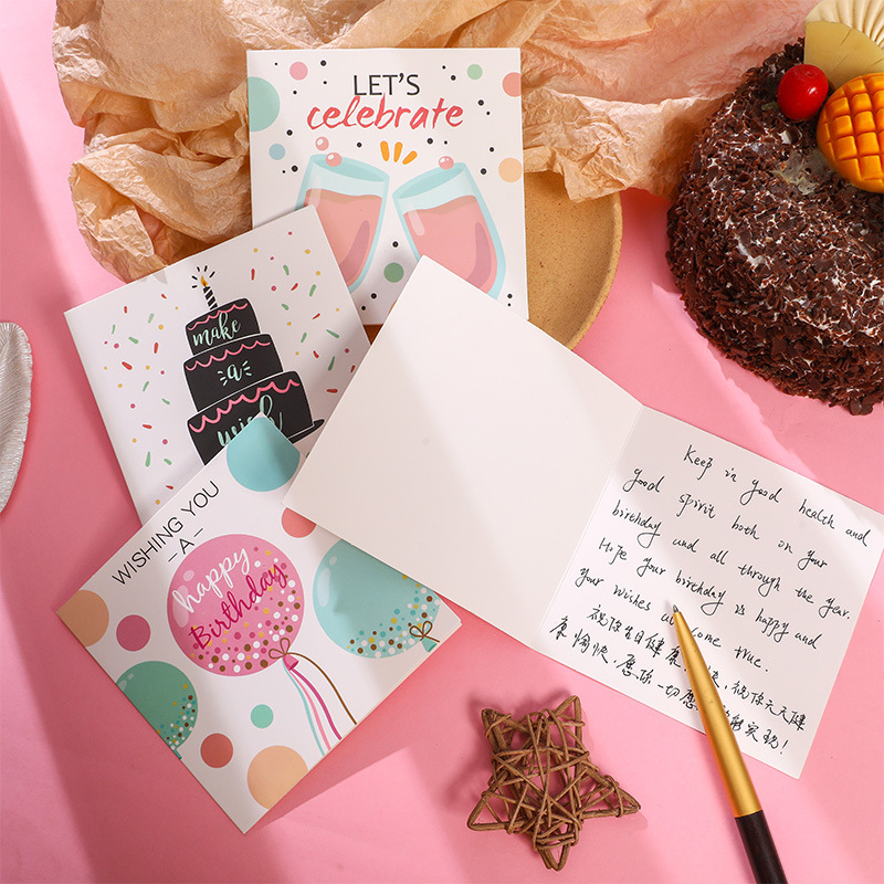 Cartoon, Letter Pattern Birthday Cute Cartoon Letter Paper Card