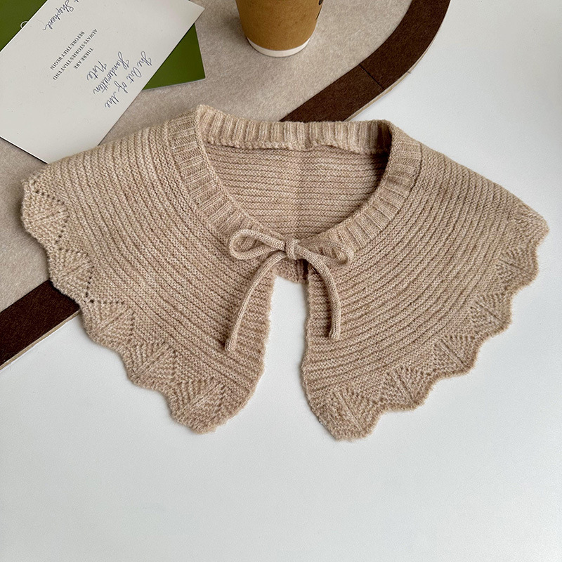 Nuevo chal de punto con cordones con volantes para mujer primavera y otoño desgaste exterior color sólido collar de muñeca reductor de edad cuello protección collar falso decorativo