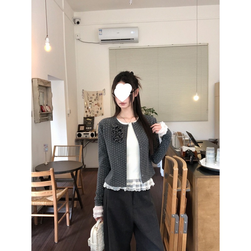 红人馆短款外套女2025新款早秋超好看韩系chic别致波点上衣女|undefined