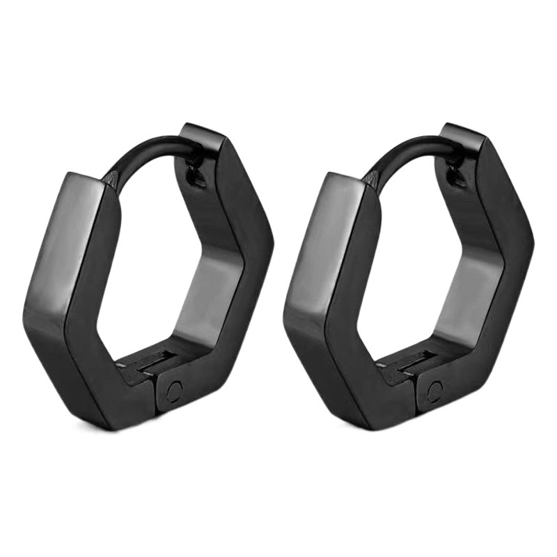 Black Series Punk Style Titanium Steel Ear Clip Earrings Without Ear Holes Men's and Women's Fashion Style Personalized Alien Earrings