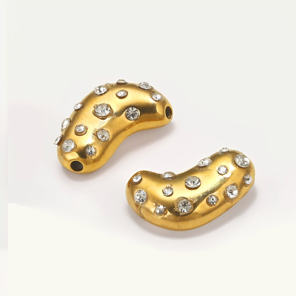 Zircon Inlay Material 1 Piece 304 Stainless Steel Zircon Solid Color DIY Jewelry Accessories Beads