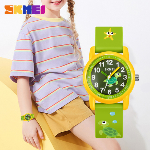 Moment Beauty Children's Fashion Cartoon Playful Watch, Skmei Student Cute Color Print Pattern Waterproof Quartz Watch
