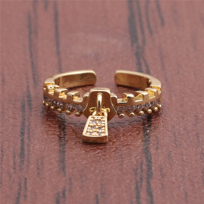 Retro Zircon Zipper Open Ring display picture 5