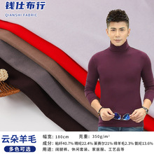 现货云朵羊毛混纺针织面料 秋冬保暖打底衫家居服卫衣一体绒布料