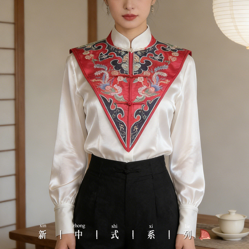 Spring and Autumn New Style Shawl for Women, New Chinese Style National Style Hanfu Top with Fake Collar Decoration, Cloud Shoulder Overlay, Fashionable and Versatile