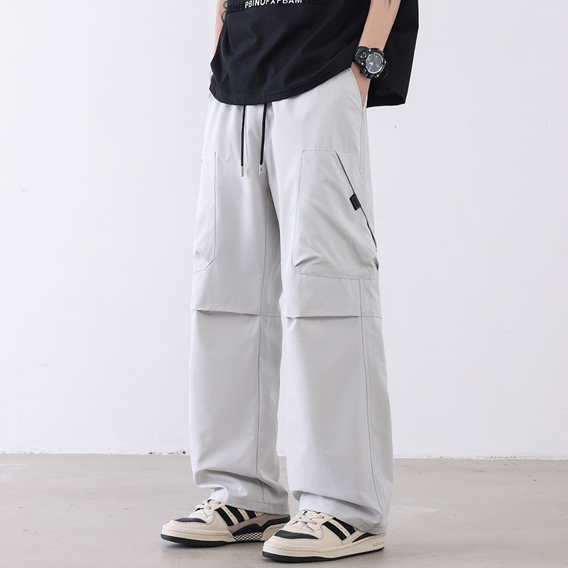Pantalones de trabajo de seda de hielo para hombres de verano delgados secado rápido impermeable rectas pantalones casuales de piernas largas sueltas image 7