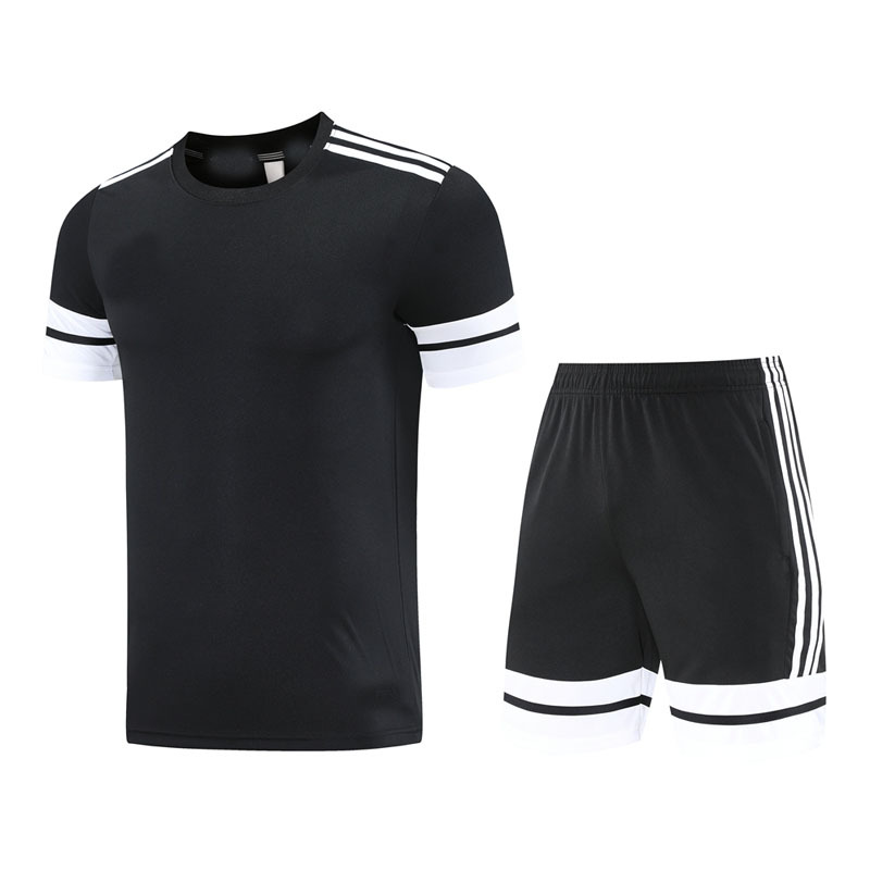 Nuevo conjunto deportivo transpirable de manga corta con cuello redondo, pantalones cortos de fitness para verano, conjunto de dos piezas para correr y fútbol, dropshipping.