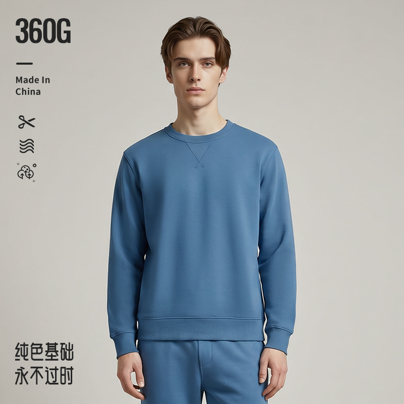 Texture thick 360g heavy round neck thick vests navy blue Terry men and women with vests a generation of hair