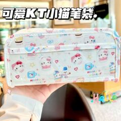 日系简约hellokitty折叠笔袋大容量透明学生高颜值文具袋可爱笔盒