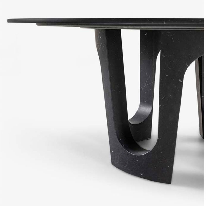 Luz de estilo italiano de lujo de alta calidad todo-piedra de mármol Jazz blanco negro blanco raíz blanca restaurante occidental mesa de comedor redonda mesa de comedor de alta gama